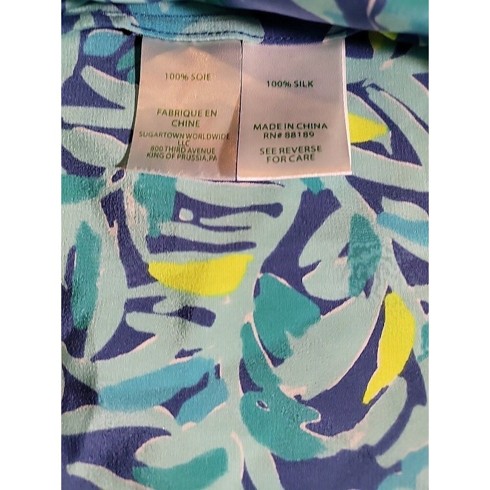 EUC Lilly Pulitzer Silk Blouse Womens Small Muticolor Button Up - Picture 8 of 9